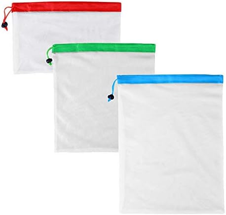 Reusable Mesh Produce Bags - 12 Pack Reusable Mesh Bags Washable Eco Friendly Bags, with Tare 3 Sizes for Grocery Shopping Storage Like Fruit Vegetable and Toys