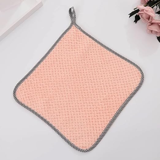 Hanging Cleaning Kitchen Towels Microfber Washcloths Reusable Dishtowels Household Super Absorbent Fast Drying, Microfiber Cleaning Cloth，10x10 Inch Beige Towels Set of 8
