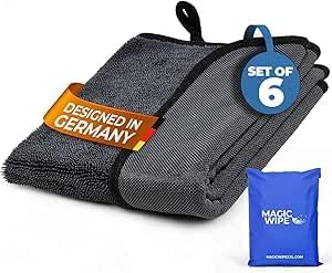 Bathroom Drying Cloth XXL - 40 x 60 cm Original All Purpose Microfibre Cleaning Cloth - Streak & Lint Free Cloth, Premium Quality Drying Towel for Bathrooms (2, Black)