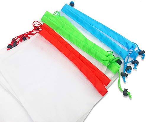 Reusable Mesh Produce Bags - 12 Pack Reusable Mesh Bags Washable Eco Friendly Bags, with Tare 3 Sizes for Grocery Shopping Storage Like Fruit Vegetable and Toys