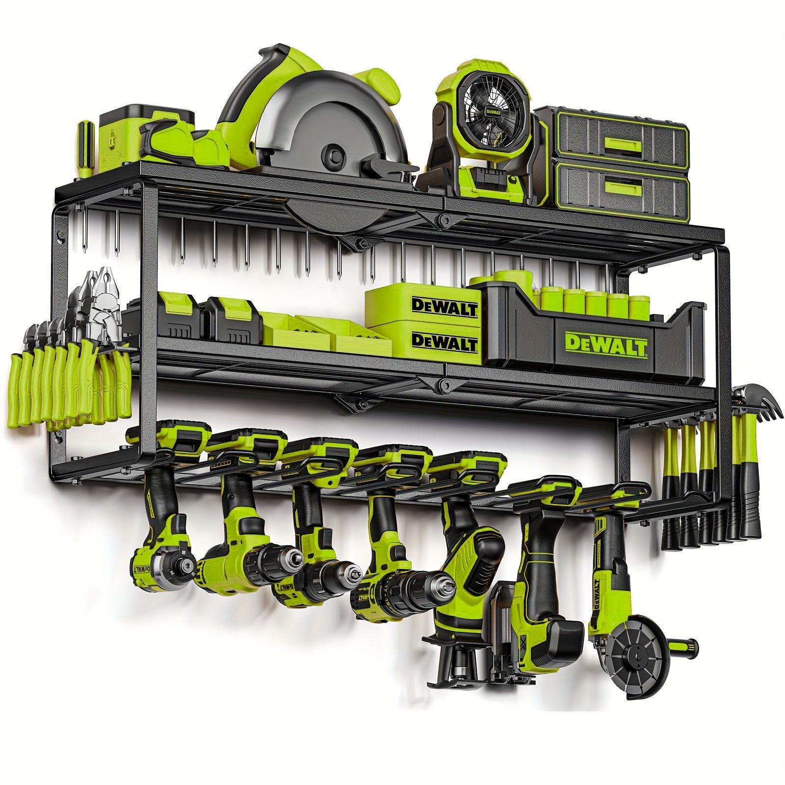 NNETM Wall Mounted 4-Tier Metal Tool Rack Organizer