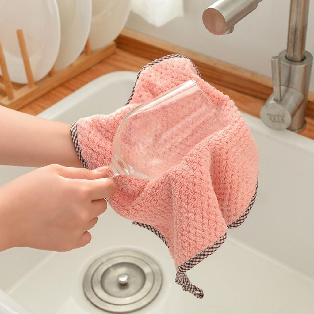 Hanging Cleaning Kitchen Towels Microfber Washcloths Reusable Dishtowels Household Super Absorbent Fast Drying, Microfiber Cleaning Cloth，10x10 Inch Beige Towels Set of 8