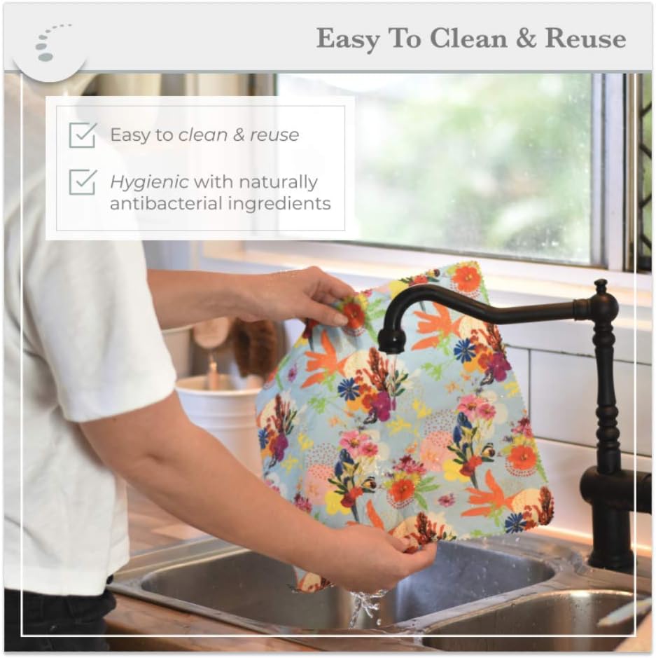 Beeswax Food Wraps - Set of 3 - Eco friendly reusable food storage covers - Australian Owned