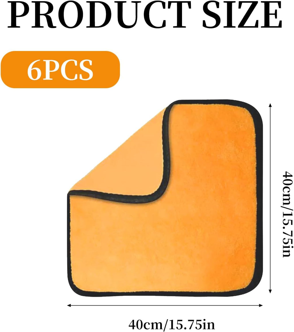 6 pcs Professional Premium Microfiber Towels for Household and Automotive Cleaning, Dual-Sided Car Washing and Detailing Cloths, 17 x 17 inches, Ultra Soft and Highly Absorbent