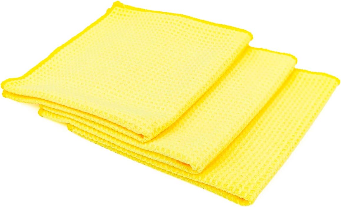 The RAG Company Waffle-Weave 370gsm Microfiber Detailing, Window/Glass and Drying Towels - LINT-Free, Streak-Free 16x16 Light Blue