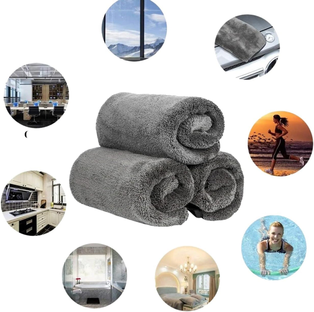Bathroom Drying Cloth XXL - 40 x 60 cm Original All Purpose Microfibre Cleaning Cloth - Streak & Lint Free Cloth, Premium Quality Drying Towel for Bathrooms (2, Black)