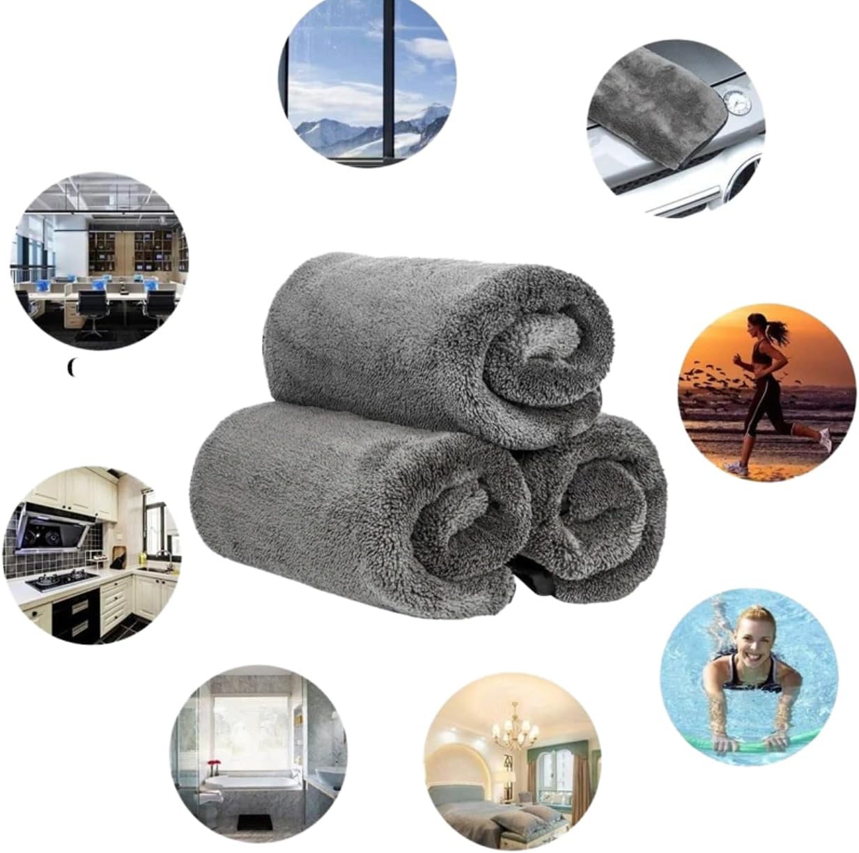 Bathroom Drying Cloth XXL - 40 x 60 cm Original All Purpose Microfibre Cleaning Cloth - Streak & Lint Free Cloth, Premium Quality Drying Towel for Bathrooms (2, Black)