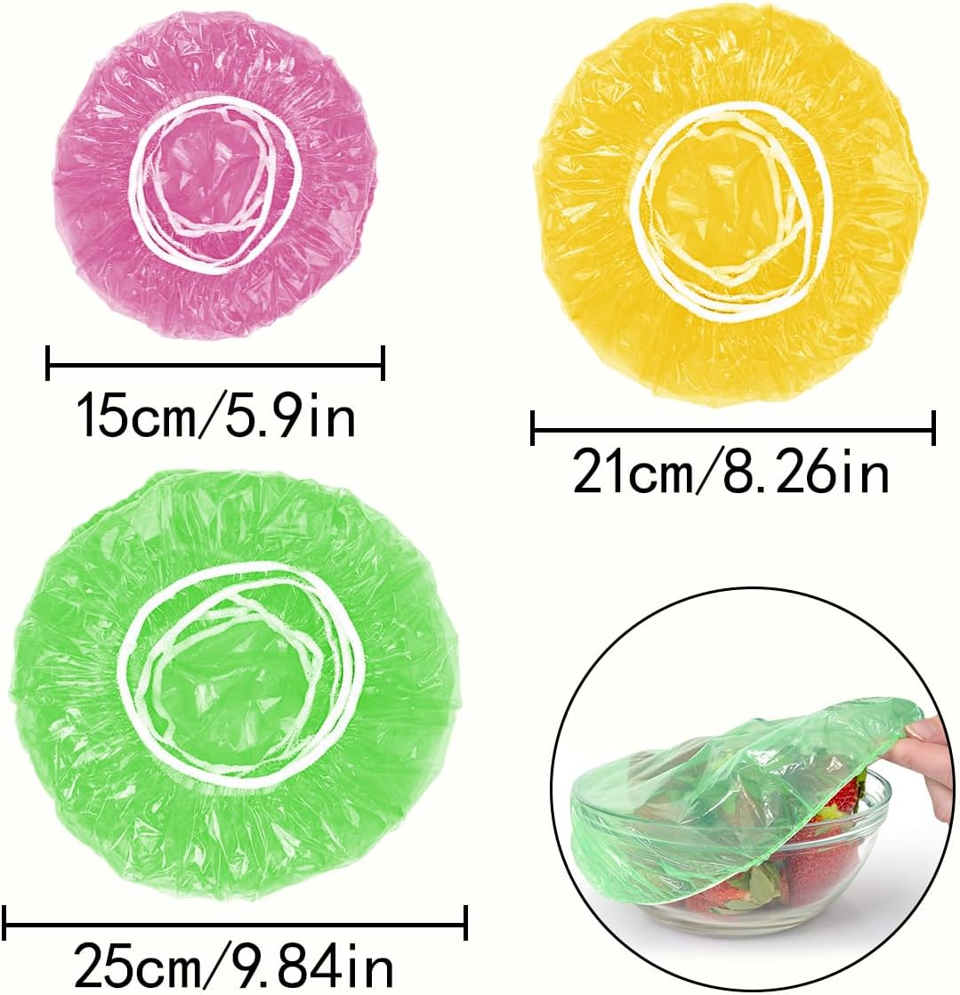 Food Storage Plastic Bowl Covers, 60 Pcs Reusable Colorful Elastic Food Covers for Kitchen, Outdoor Picnic (3 Sizes)