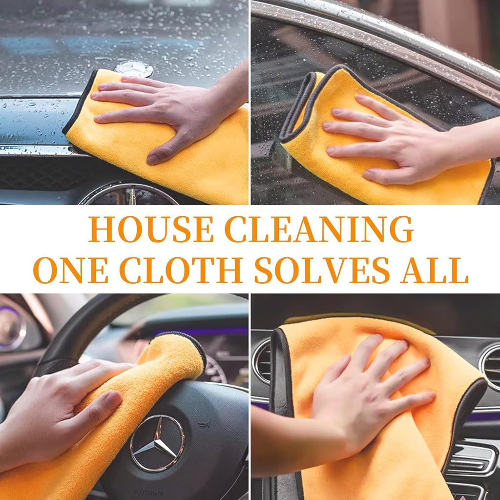 6 pcs Professional Premium Microfiber Towels for Household and Automotive Cleaning, Dual-Sided Car Washing and Detailing Cloths, 17 x 17 inches, Ultra Soft and Highly Absorbent
