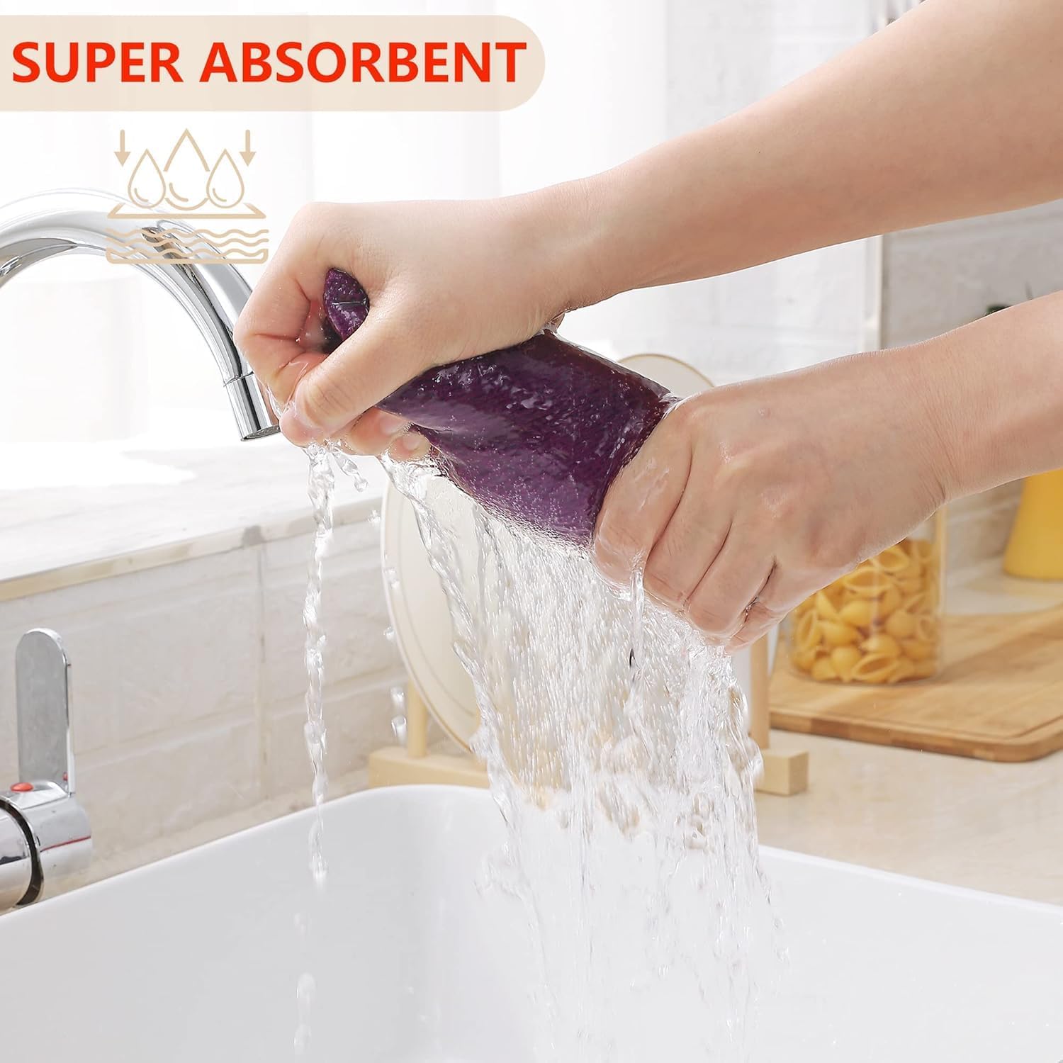 Hanging Cleaning Kitchen Towels Microfber Washcloths Reusable Dishtowels Household Super Absorbent Fast Drying, Microfiber Cleaning Cloth，10x10 Inch Beige Towels Set of 8
