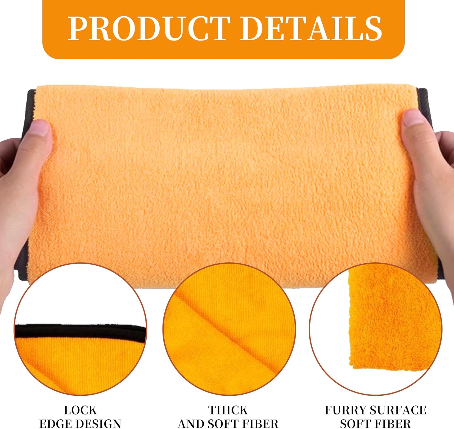 6 pcs Professional Premium Microfiber Towels for Household and Automotive Cleaning, Dual-Sided Car Washing and Detailing Cloths, 17 x 17 inches, Ultra Soft and Highly Absorbent