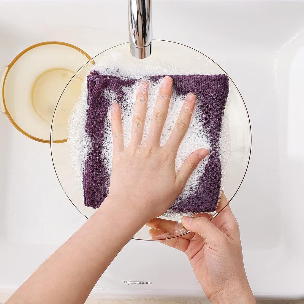 Hanging Cleaning Kitchen Towels Microfber Washcloths Reusable Dishtowels Household Super Absorbent Fast Drying, Microfiber Cleaning Cloth，10x10 Inch Beige Towels Set of 8