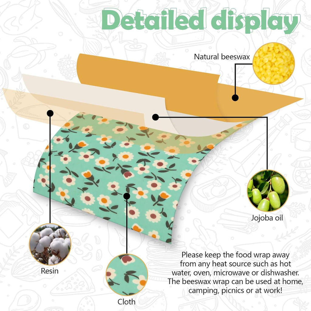 Beeswax Wraps for Food, Large 39.4’’ x 13’’ Beeswax Wrap Roll, Reusable Beeswax Paper Food Wrap for Bread Sandwich Wrapper Bowl Covers, Sunflower
