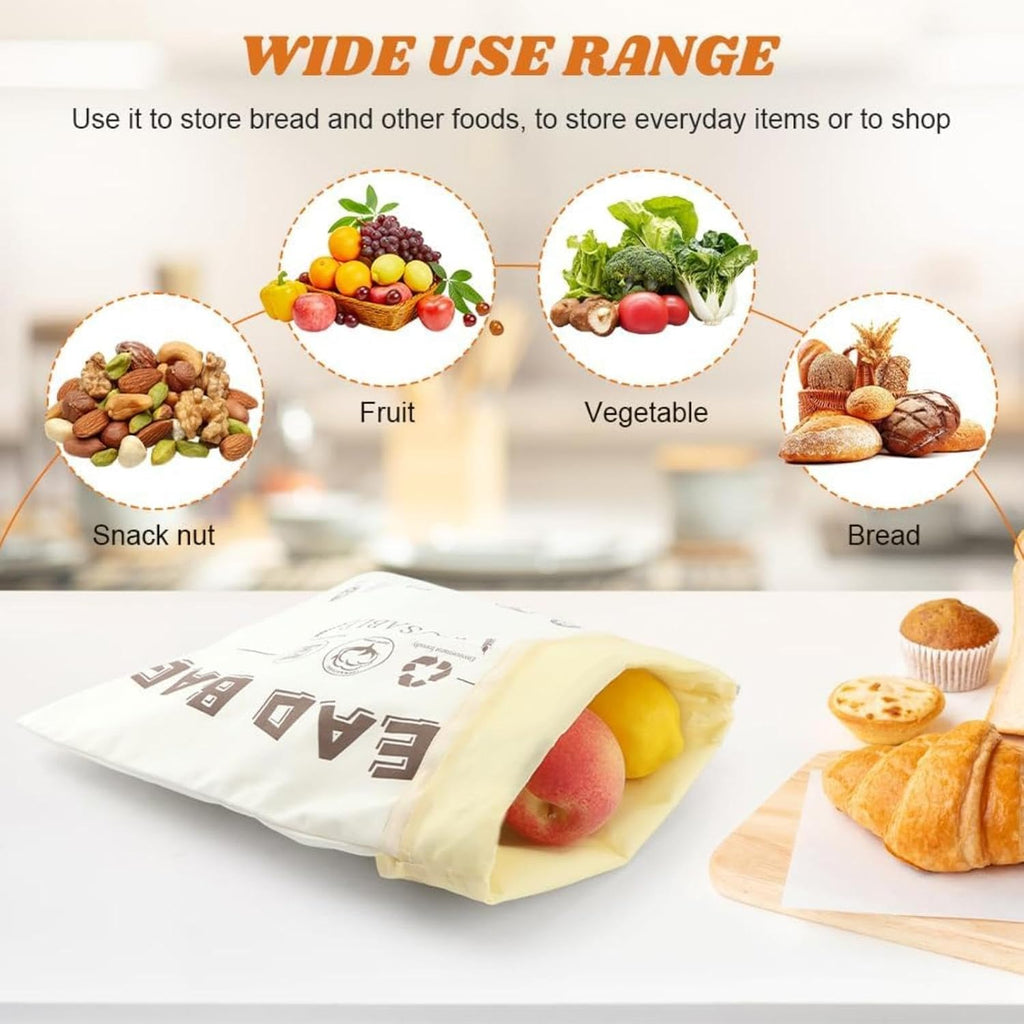 Reusable Cotton Beeswax Bread Bag with Buckle, Detachable Double-Layer Food-Grade Bread Storage Bag, 42.5×31.5CM Single Pack for Homemade Bread, Sourdough, Baguette Freshness