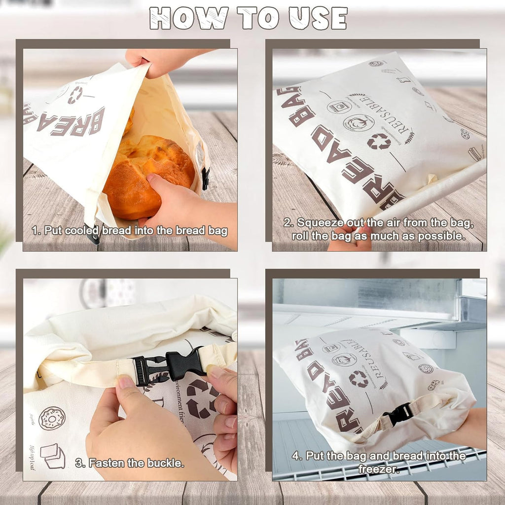 Reusable Cotton Beeswax Bread Bag with Buckle, Detachable Double-Layer Food-Grade Bread Storage Bag, 42.5×31.5CM Single Pack for Homemade Bread, Sourdough, Baguette Freshness