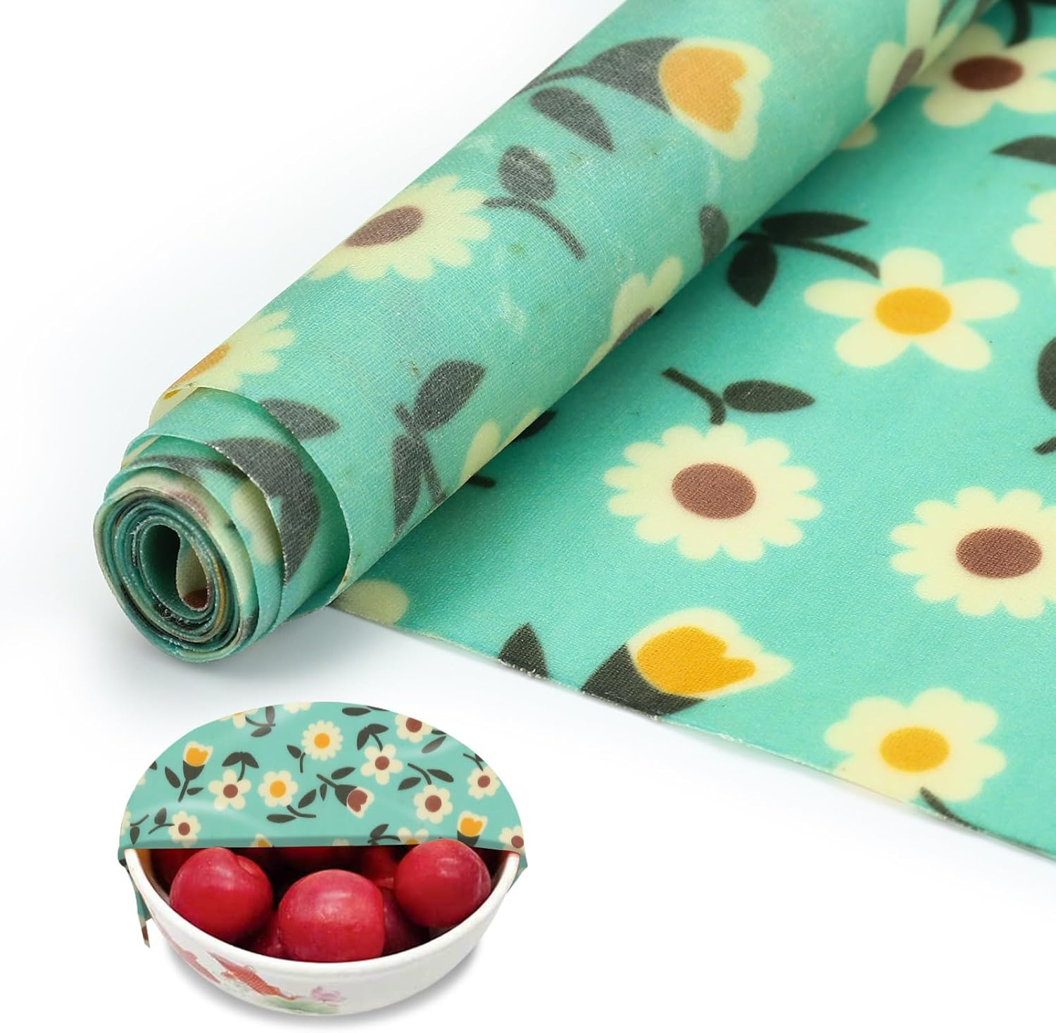 Beeswax Wraps for Food, Large 39.4’’ x 13’’ Beeswax Wrap Roll, Reusable Beeswax Paper Food Wrap for Bread Sandwich Wrapper Bowl Covers, Sunflower