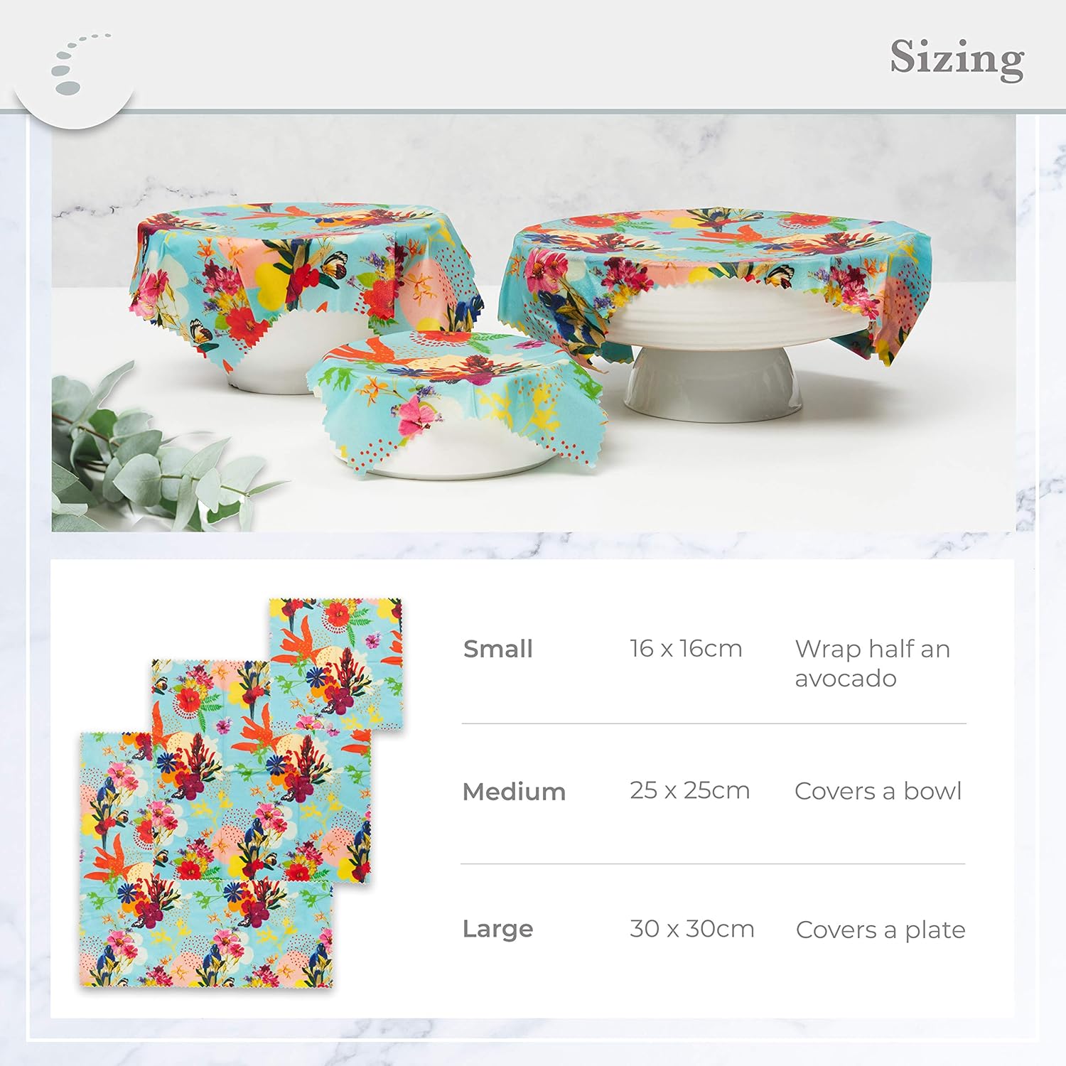 Beeswax Food Wraps - Set of 3 - Eco friendly reusable food storage covers - Australian Owned