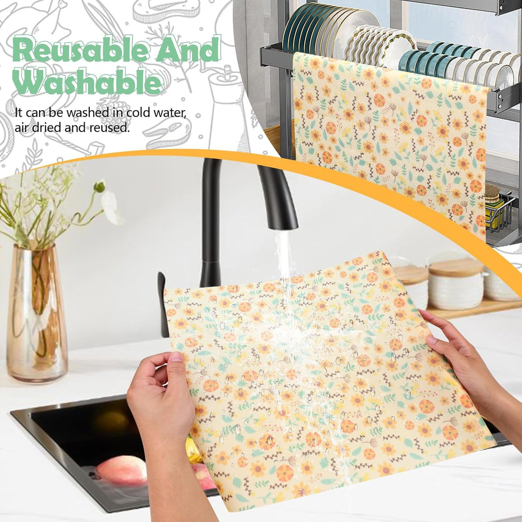 Beeswax Wraps for Food, Large 39.4’’ x 13’’ Beeswax Wrap Roll, Reusable Beeswax Paper Food Wrap for Bread Sandwich Wrapper Bowl Covers, Sunflower