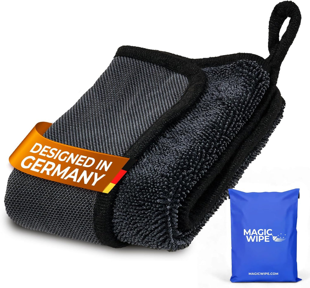 Bathroom Drying Cloth XXL - 40 x 60 cm Original All Purpose Microfibre Cleaning Cloth - Streak & Lint Free Cloth, Premium Quality Drying Towel for Bathrooms (2, Black)