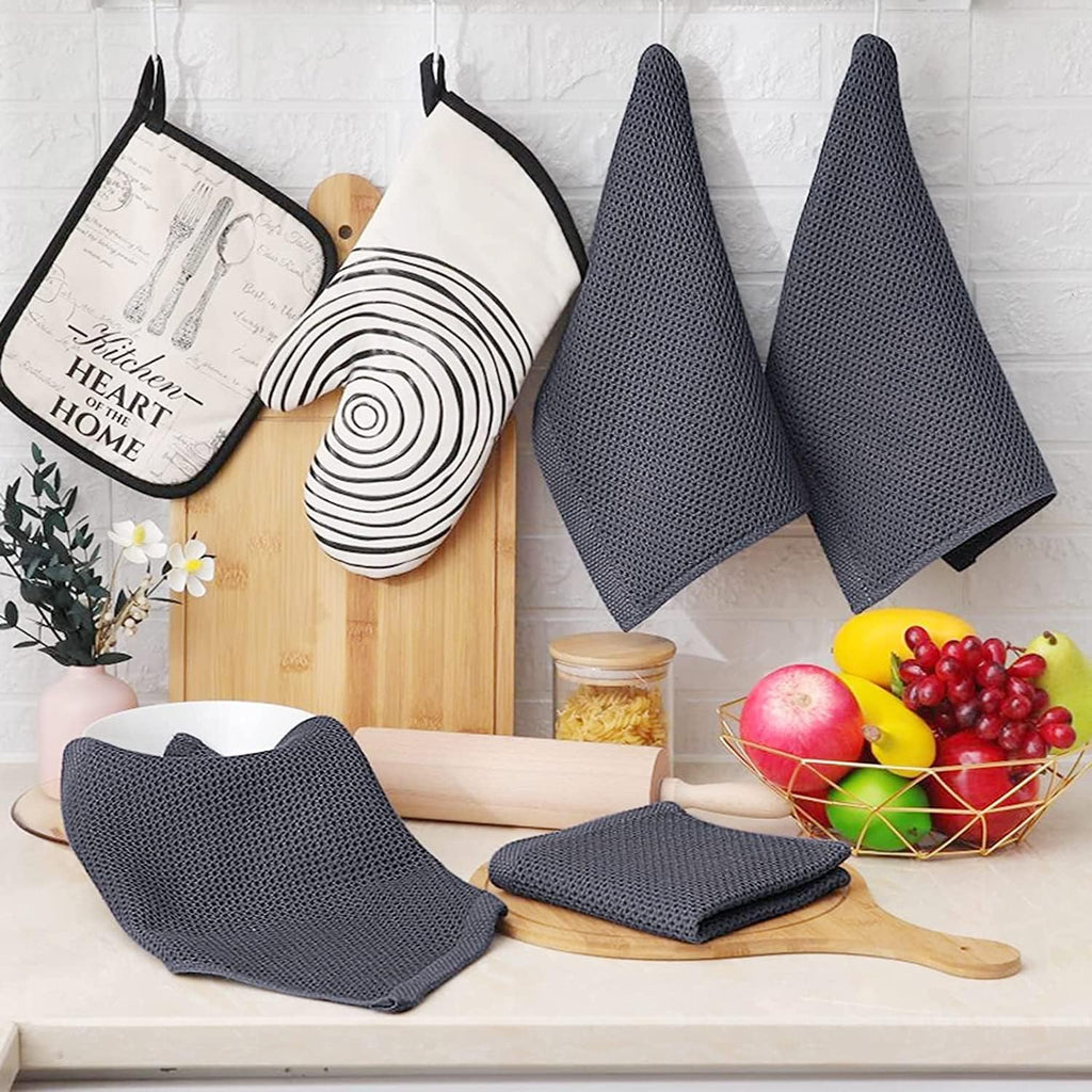 Hanging Cleaning Kitchen Towels Microfber Washcloths Reusable Dishtowels Household Super Absorbent Fast Drying, Microfiber Cleaning Cloth，10x10 Inch Beige Towels Set of 8