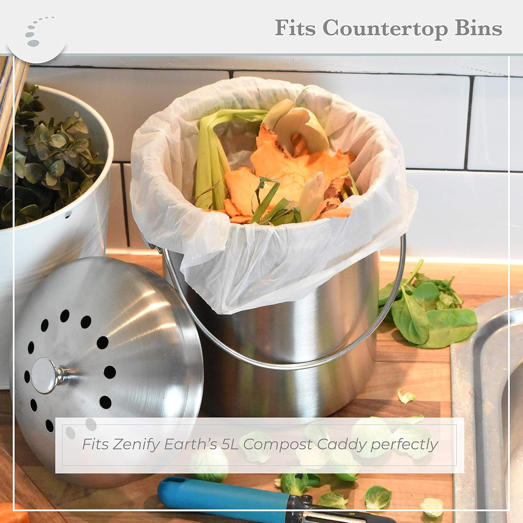 Compostable Bin Liners 8L (48 bags) - Small compost caddy biodegradable bags - Australian Owned