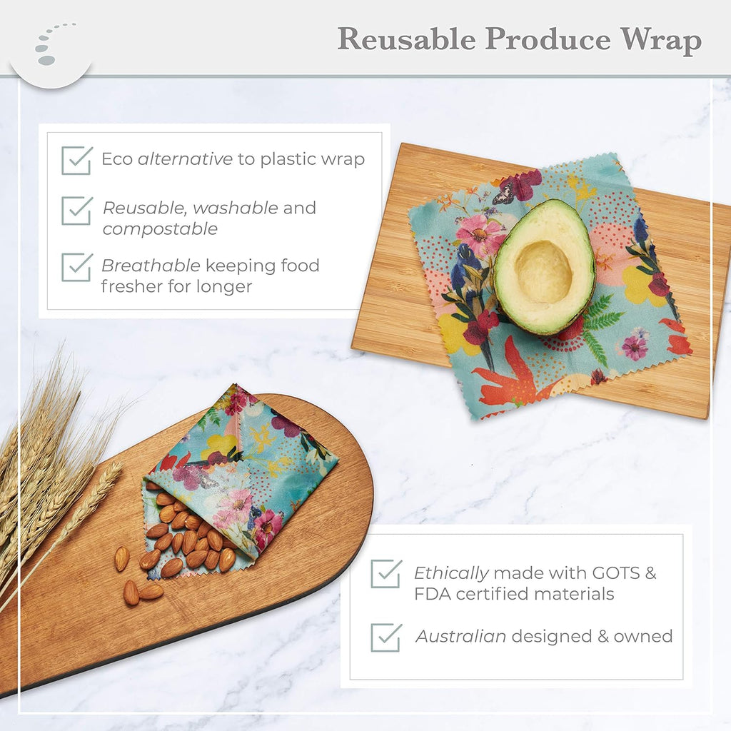 Beeswax Food Wraps - Set of 3 - Eco friendly reusable food storage covers - Australian Owned