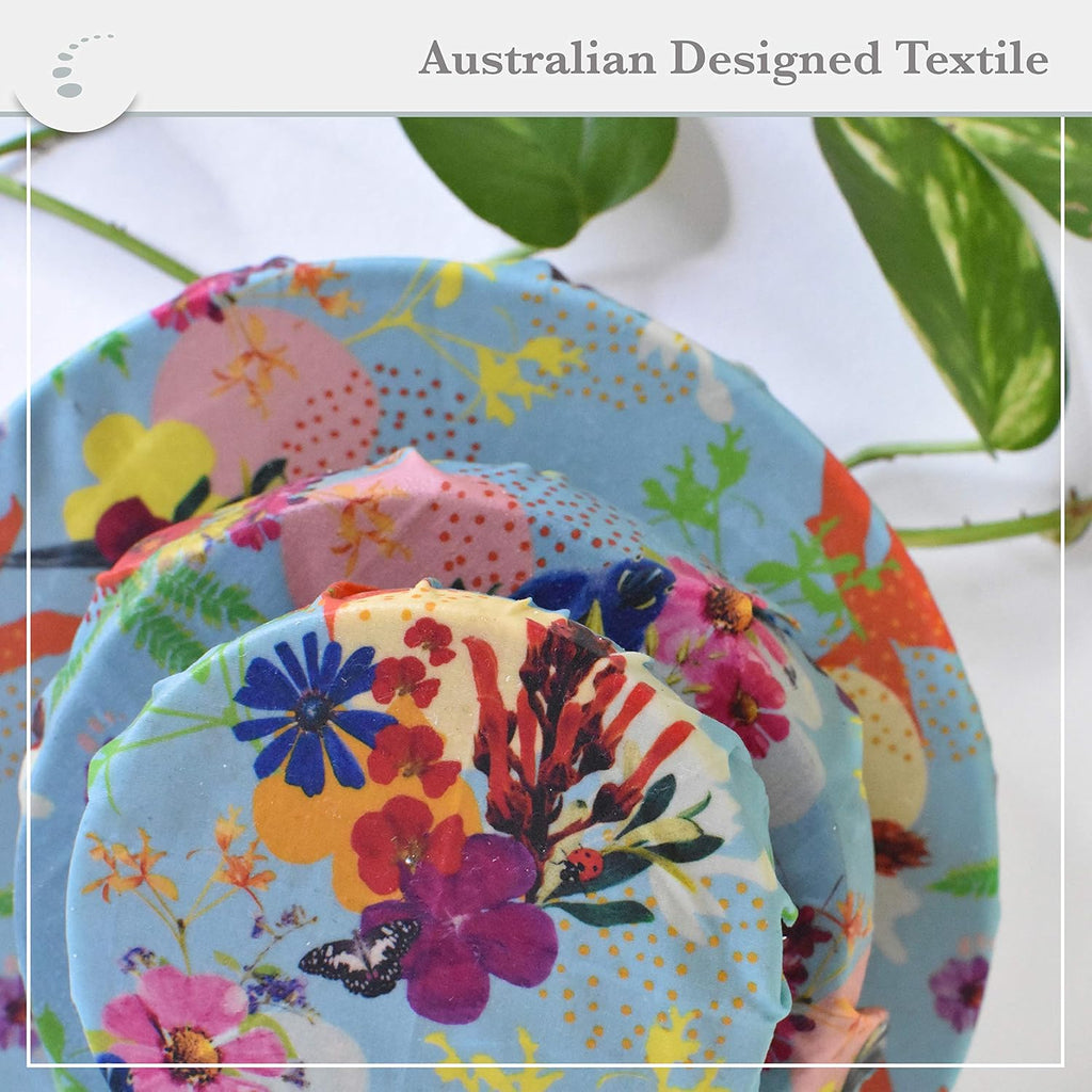 Beeswax Food Wraps - Set of 3 - Eco friendly reusable food storage covers - Australian Owned