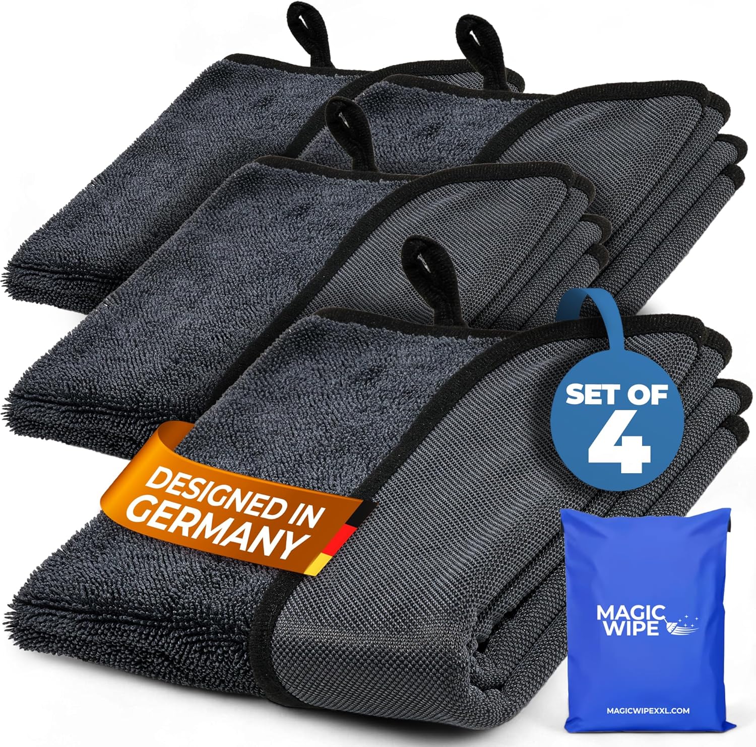 Bathroom Drying Cloth XXL - 40 x 60 cm Original All Purpose Microfibre Cleaning Cloth - Streak & Lint Free Cloth, Premium Quality Drying Towel for Bathrooms (2, Black)