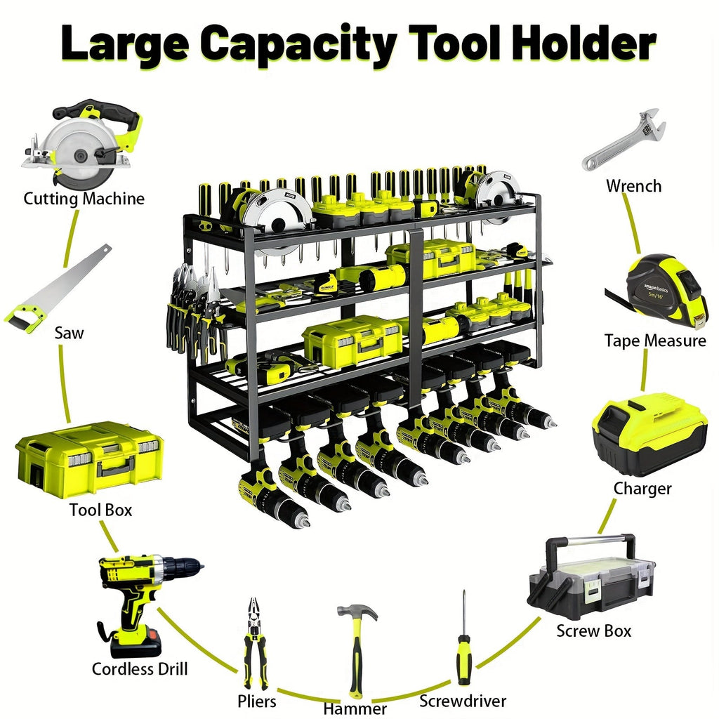 NNETM Wall Mounted 4-Tier Metal Tool Rack Organizer